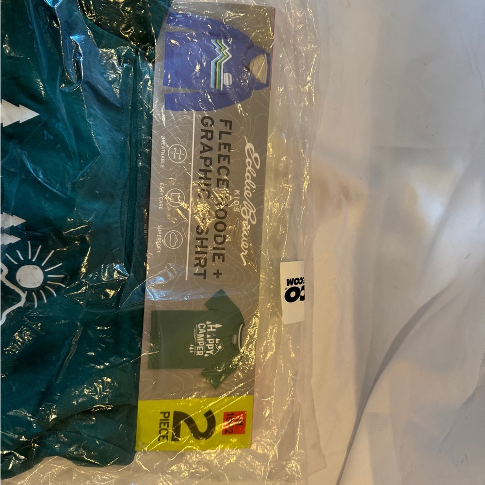 Eddie Bauer Blue Hoodie and Green Graphic Tee Set